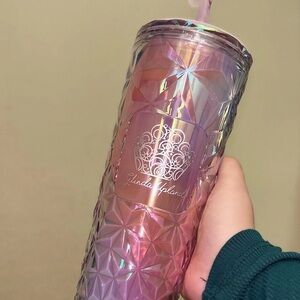 Starbucks Trenta size Wicked Pink Prism tumbler with straw cap